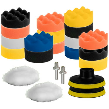 Dymals 12Pcs 3 Inch Car Foam Drill Polishing Pad Kit Buffing Sponge Pads Kit for Car Sanding Cleaning Waxing Dusting with Car Beauty